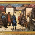 Bencze László (1907 - 1992) Beszélgetők c.Képcsarnokos olajfestménye 90x70cm EREDETI GARANCIÁVAL !! fotó