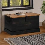 fekete tömör fenyőfa HALDEN tárolószekrény 91x48x47 cm fotó