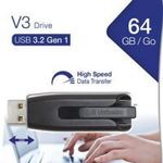 Pendrive, 64GB, USB 3.2, 80/25 MB/s, VERBATIM 'V3', fekete-szürke fotó