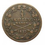 Svédország, 2/3 skilling 1837 VF+ fotó