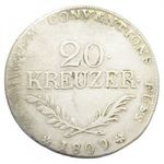 Ausztria, Andreas Hofer hadvezér 20 krajcár 1809 - Tirol VF, 6.65g583 fotó