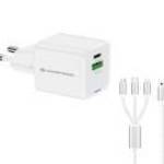 Conceptronic telefon töltő adapter+kábel - ALTHEA16W (USB-C+USB-A, 33W, 3in1 töltő kábel, fehér) - C fotó