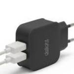 Delight Telefon töltő - 2db USB, 5V/2.4A, Fekete - DELIGHT fotó
