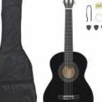 vidaXL 8 darabos fekete klasszikus gitár kezdőkészlet 1/2 34" fotó
