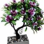 Virágzó mű Bonsai fa – 10x7x27 cm, dekoratív lakásdekoráció fotó