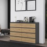 Riano MIX M8 140 fiókos szekrény, 138x97x40 cm, antracit-tölgy fotó