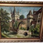 Berkes Antal - Vajdahunyad - vár - gyönyörű, nagyméretű régi olaj-vászon festmény, 1 forintról, mini fotó
