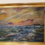 Csõk István - Vihar a Balatonon - gyönyörű, hatalmas, régi olajfestmény -1Ft! Nincs minimálár fotó