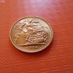 1974 Szent György legyőzi a sárkányt II.Erzsébet ARANY 1 Sovereign 7.98gramm England aUNC. fotó