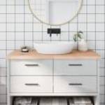 vidaXL kezeletlen tömör fa fürdőszobai pult 120x60x(2-4) cm fotó