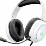 The G-Lab Fejhallgató - KORP RADIUM WHITE (mikrofon, USB, 3, 5mm Jack, hangerőszabályzó, LED, nagy-párn fotó