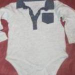 szürke hosszú ujjú ing body 9-12 74-80 cm Baby fotó
