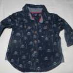 kék hosszú ujjú ing 3-6 hó 62 - 68 cm koponya minta Baby Gap fotó