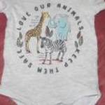 zsiráf zebra elefánt mintás rövid ujjú body 6-9 hó 74 cm Soucute fotó