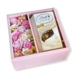 Boxenjoy - kocka desszert doboz - szappanrózsa, Lindor 200g fotó