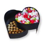 Fekete szív desszert doboz- piros szappanrózsával és ferrero rocher-val fotó
