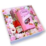 Boxenjoy - kocka desszert doboz - szappanrózsa, Lindor 200 g és Törley charmant rosé fehér édes pezsgő 0, 2 l fotó