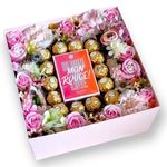 Boxenjoy - kocka desszert doboz - szappanrózsa, Ferrero rocher és Mon rouge eau de parfum fotó