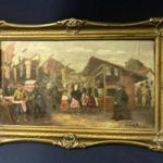 Antik olajfestmény az 1900-as évek elejéről - " Piaci jelenet" - Gáspárdy A. jelzéssel / 1 Ft.-ért fotó