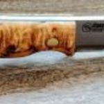 Bushcraft vadász kés Casström No.10 SFK stabilizált göndör nyírfa markolat 14C28N Cryo penge bőr tok fotó