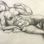 Fekvö nöi akt, kerettel 49 x 69 cm fotó