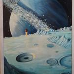 Olaj festmény Ottó József "űrbázis" 1996 50x70 cm fotó