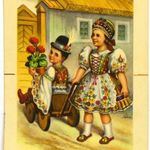 Nemes Mihály (1866-1945), alkalmi grafika, Fiatal pár népviseletben, próbanyomat képes levelezőlap fotó