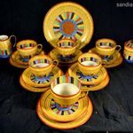 KÜLÖNLEGES GAZDAG ARANYOZOTT KÉZI FESTÉSSEL JAPÁN PORCELÁN TEÁSCSÉSZE KÉSZLET SÜTIS SZETTEL X fotó