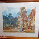 Gulyás Dénes képcsarnokos festmény, tájkép, akvarell, jelzett, 65x 56 cm, 49x61 cm. fotó