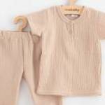 Baba muszlin szett póló és nadrág New Baby beige - NEW BABY fotó