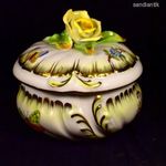 NEOBAROKK FAZONNAL HERENDI VIKTÓRIA MINTÁS RÓZSA FOGANTYÚS PORCELÁN BONBONIER ! fotó