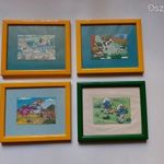 Szines keretek, puzzle képekkel, 4 db 18 x 15 cm-es keret fotó