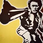 ALAK PISZTOLLYAL ..Clint Eastwood ? POP-ART OLAJ VÁSZON NAGYMÉRETŰ FESTMÉNY X !!! fotó