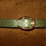 Nagyon szép méregzöld struccbőr mintás női marhabőr derékszíj / bőröv - 95cm S/M - Hibátlan ! fotó