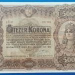 1920 -as 5000 Korona bankó barna sorozatszámmal, szakszerűen restaurált!!! Ritkább!!! VF (L3214) fotó