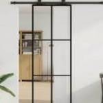 vidaXL fekete ESG üveg tolóajtó fémszerelvény-szettel 76x205 cm fotó