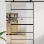 vidaXL fekete ESG üveg tolóajtó fémszerelvény-szettel 102x205 cm fotó