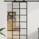 vidaXL fekete ESG üveg tolóajtó fémszerelvény-szettel 76x205 cm fotó