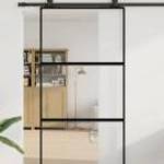 vidaXL fekete edzett üveg tolóajtó fémszerelék szettel 102, 5x205 cm fotó