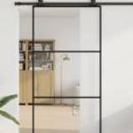 vidaXL fekete ESG üveg tolóajtó fémszerelvény-szettel 102x205 cm fotó
