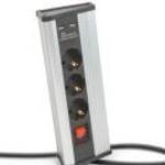 Sarokelosztó - kapcsolós - 3 x 250V, 16A - 2 x USB, 2, 1A - alumínium ház - Delight fotó