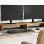 vidaXL kézműves tölgy színű szerelt fa monitorállvány 100 x 27 x 10 cm fotó