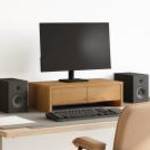 vidaXL kézműves tölgy szerelt fa monitorállvány fiókokkal 50x27x15 cm fotó