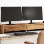 vidaXL antik fa színű szerelt fa monitorállvány fiókokkal 100x27x15 cm fotó