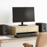 vidaXL sonoma tölgy szerelt fa monitorállvány fiókokkal 50x27x15 cm fotó