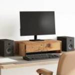 vidaXL antik fa színű szerelt fa monitorállvány fiókokkal 50x27x15 cm fotó