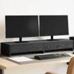vidaXL fekete tölgy szerelt fa monitorállvány fiókokkal 100x27x15 cm fotó