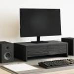 vidaXL fekete tölgy szerelt fa monitorállvány fiókokkal 50x27x15 cm fotó