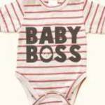 Rövid ujjú dupla patentos " Baby Boss" feliratú baba body fotó