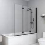 vidaXL 3 paneles fekete ESG zuhanyzó összecsukható ajtóval 130x138 cm fotó